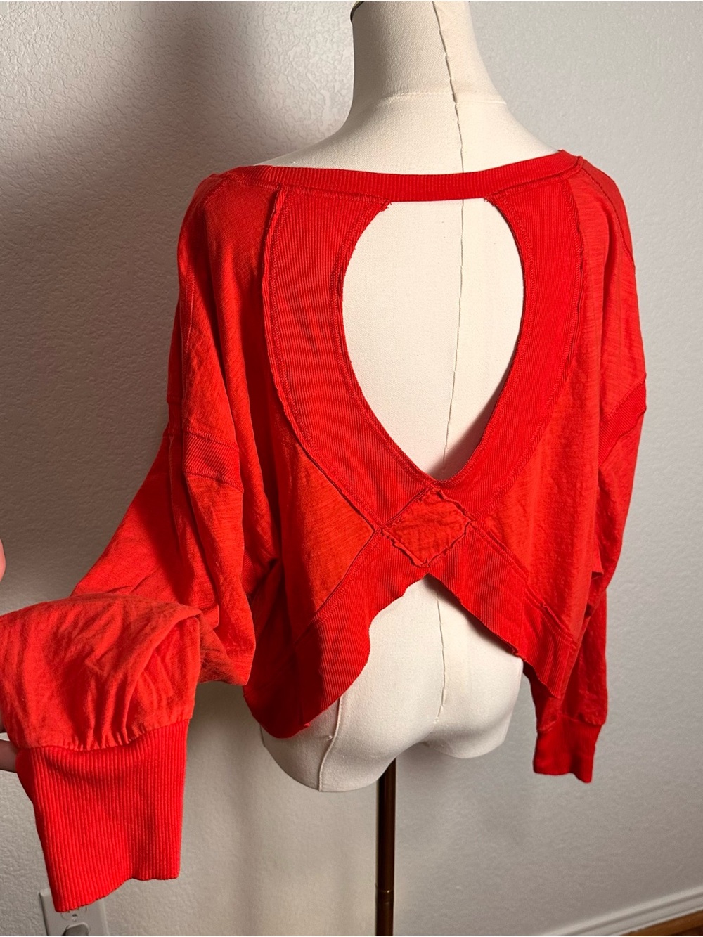 Women's Open-Back Red Long Sleeve Tee